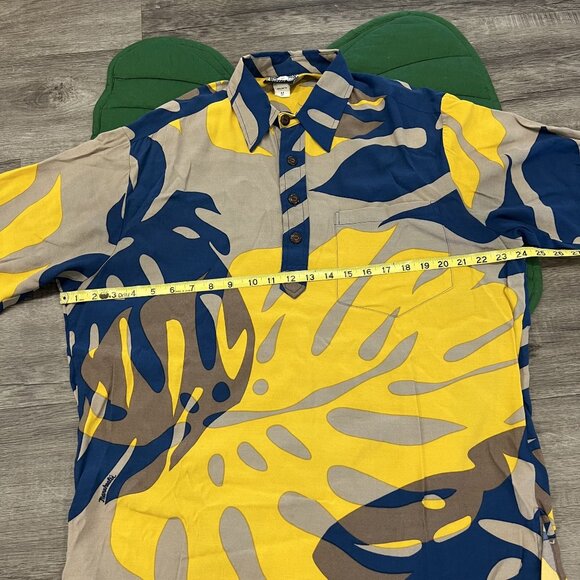 Manuhealii Hawaii Mens Medium Monstera Short Sleeve Pullover Aloha Shirt - Picture 5 of 6